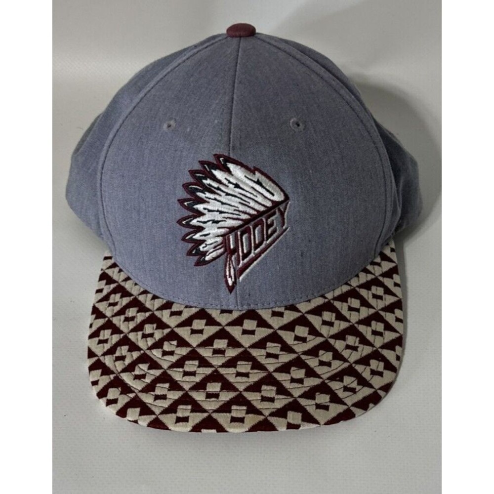 Hooey Indian Feathers Adjustable Snapback Trucker Cap Hat Blue/Maroon Read